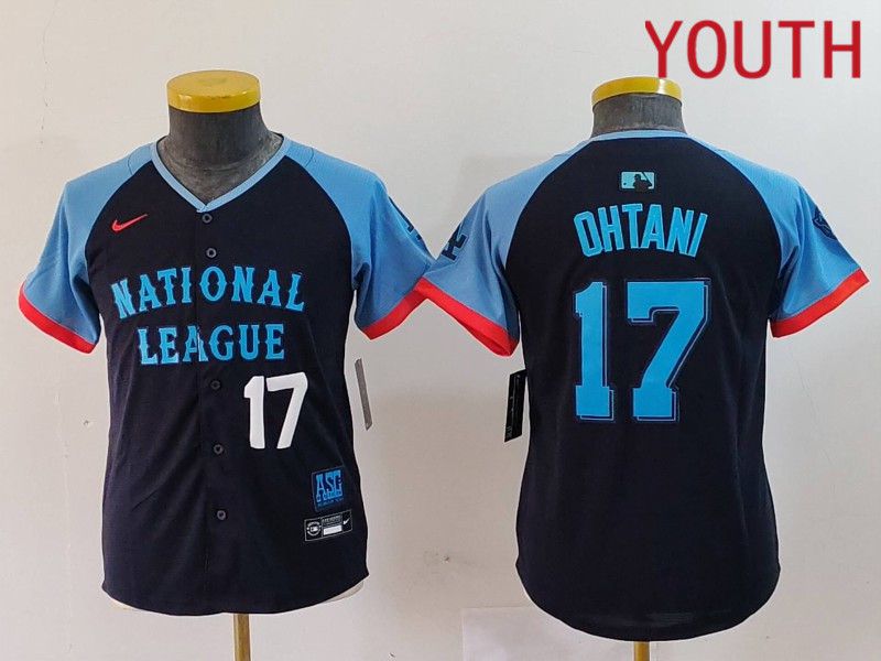 Youth Los Angeles Dodgers 17 Ohtani Blue All star 2024 Nike MLB Jersey style 3